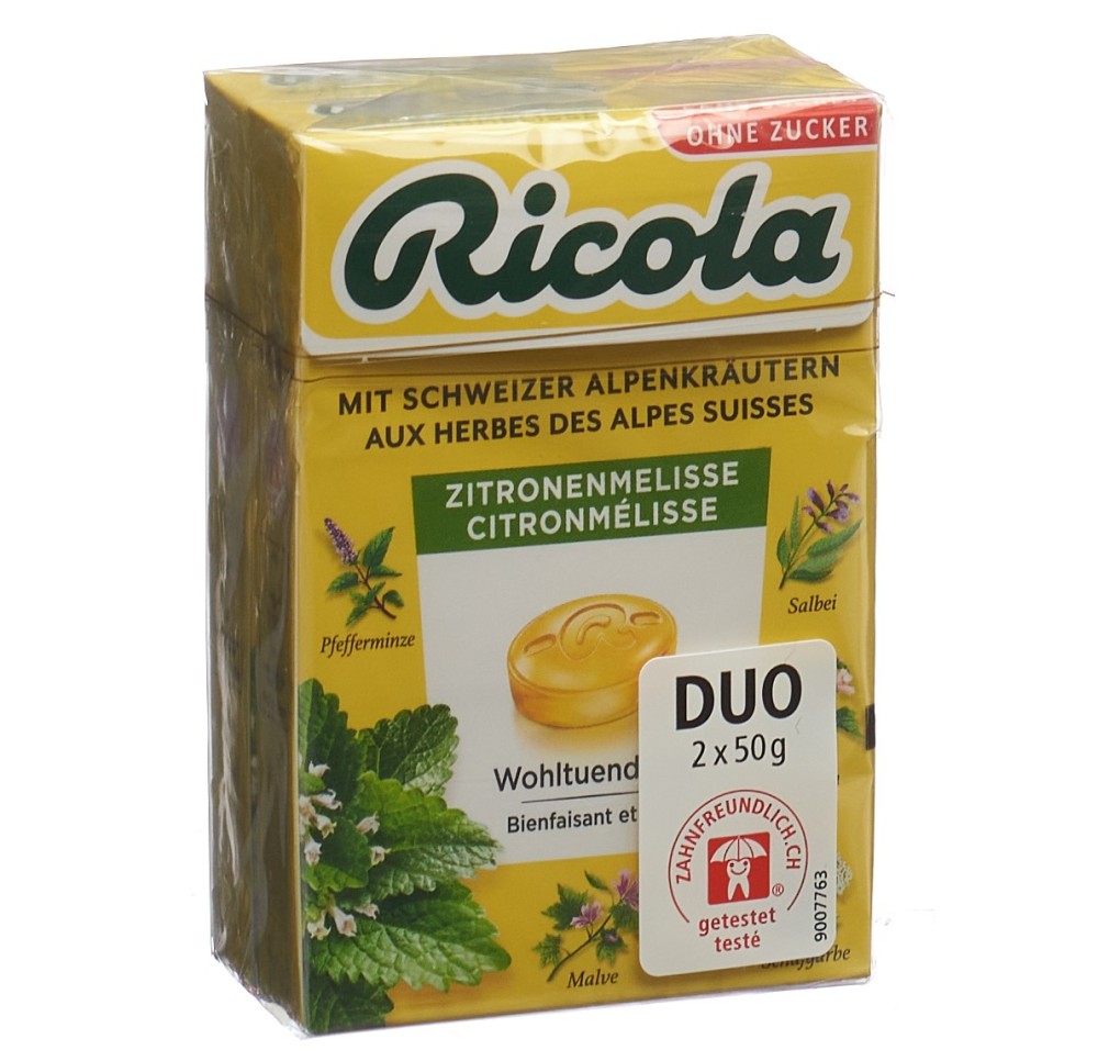 RICOLA citron mélisse bonb ss av stevia 2 x 50 g