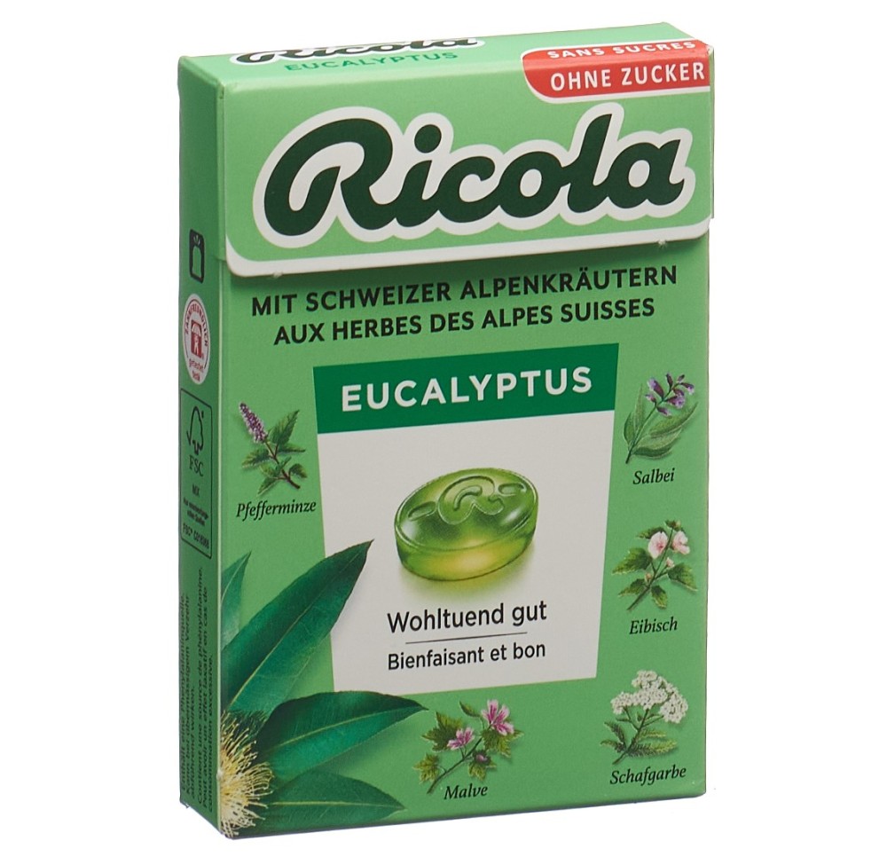 RICOLA eucalyptus bonbons ss av stevia box 50 g