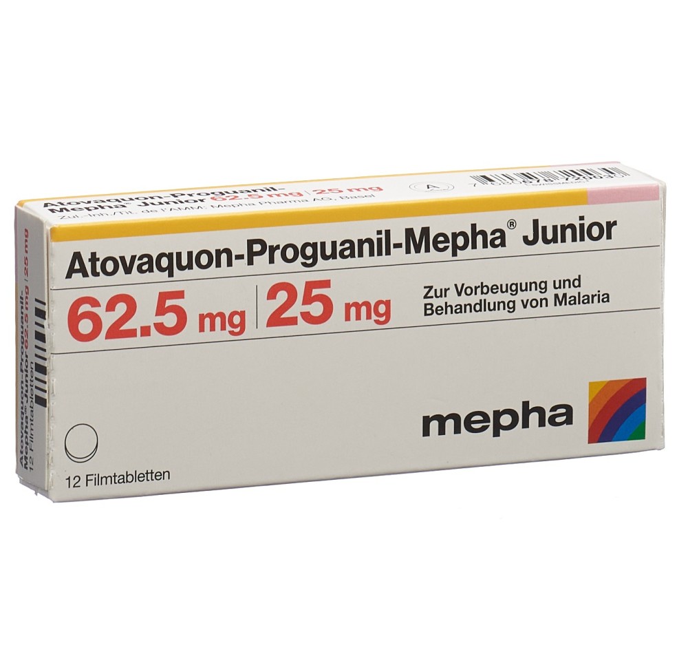 ATOVAQUON PROGUANIL Mepha Junior 62.5/25 12 pce ATOVAQUON PROGUANIL Mepha Junior 62.5/25 12 pce