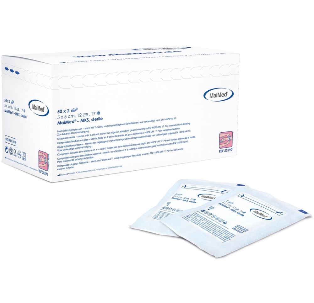 MAIMED compr gaze fente 5x5cm st 12p 17f 50 pce