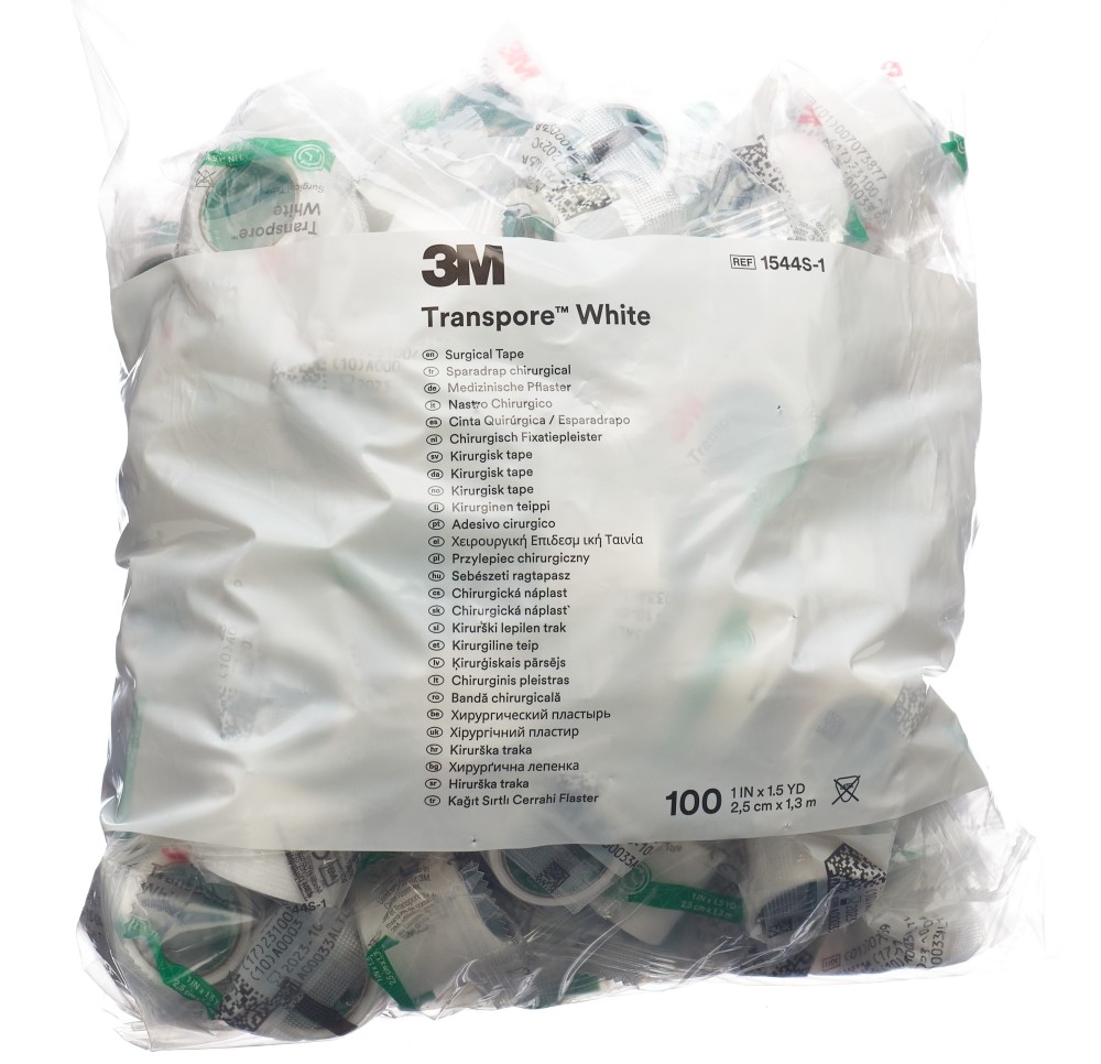 3M TRANSPORE sparadrap 25mmx1.37m trans 100 pce