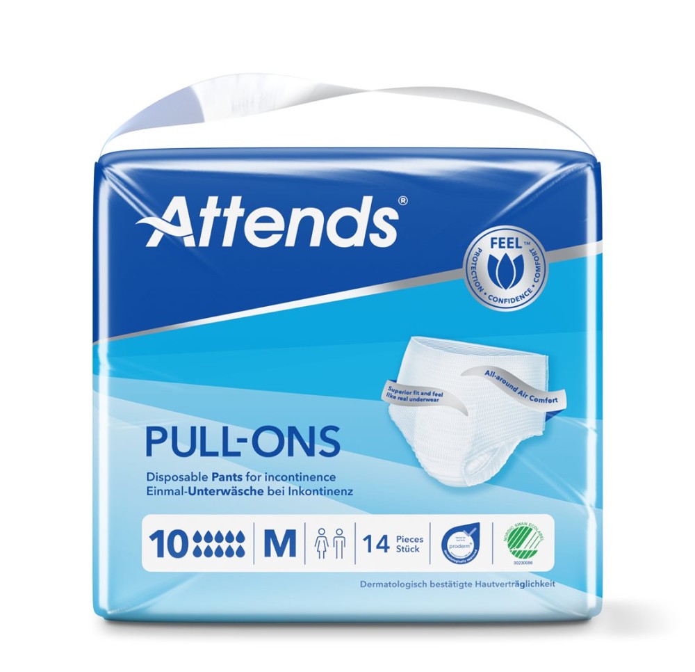 ATTENDS Pull Ons 10 pant M sach 14 pce ATTENDS Pull Ons 10 pant M sach 14 pce