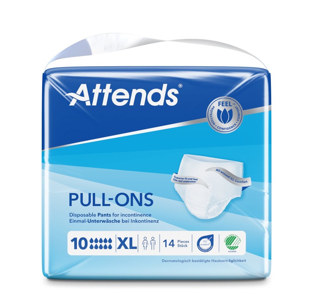 ATTENDS Pull Ons 10 pant XL sach 14 pce