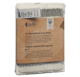 HA-RA Chiffon vaisselle gris/blanc 2 pce