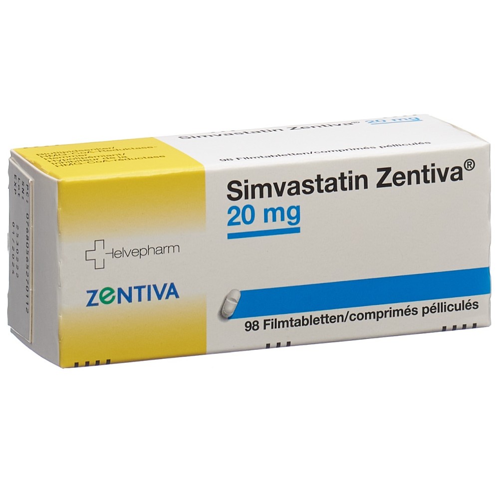 SIMVASTATIN Zentiva cpr pell 20 mg 98 pce SIMVASTATIN Zentiva cpr pell 20 mg 98 pce