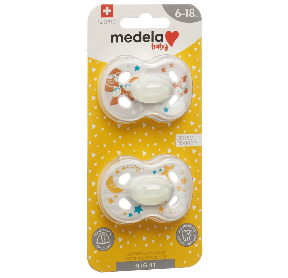MEDELA Baby Sucette Night&Night 6-18 Animals 2 pce MEDELA Baby Sucette Night&Night 6-18 Animals 2 pce
