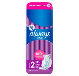 ALWAYS Maxi serviettes hygiéniq Long aile 14 pce