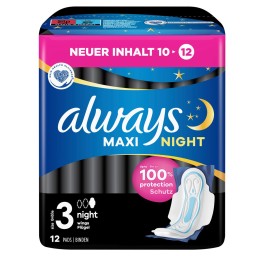 ALWAYS Maxi serviettes hygiéniq Night aile 12 pce