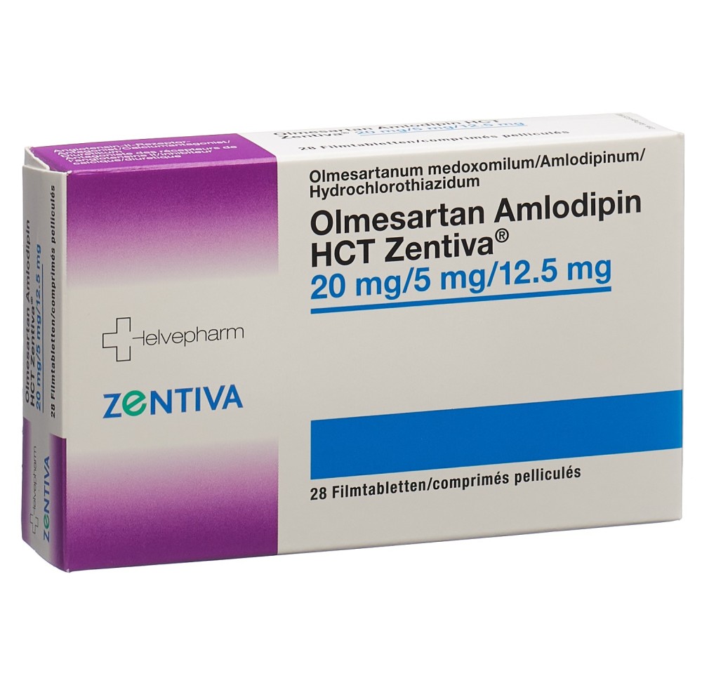 OLMESARTAN AMLODIPIN HCT Zentiva 20/5/12.5 28 pce OLMESARTAN AMLODIPIN HCT Zentiva 20/5/12.5 28 pce