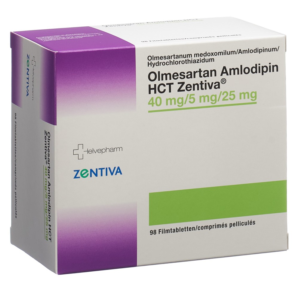 OLMESARTAN AMLODIPIN HCT Zentiva 40/5/25 98 pce OLMESARTAN AMLODIPIN HCT Zentiva 40/5/25 98 pce