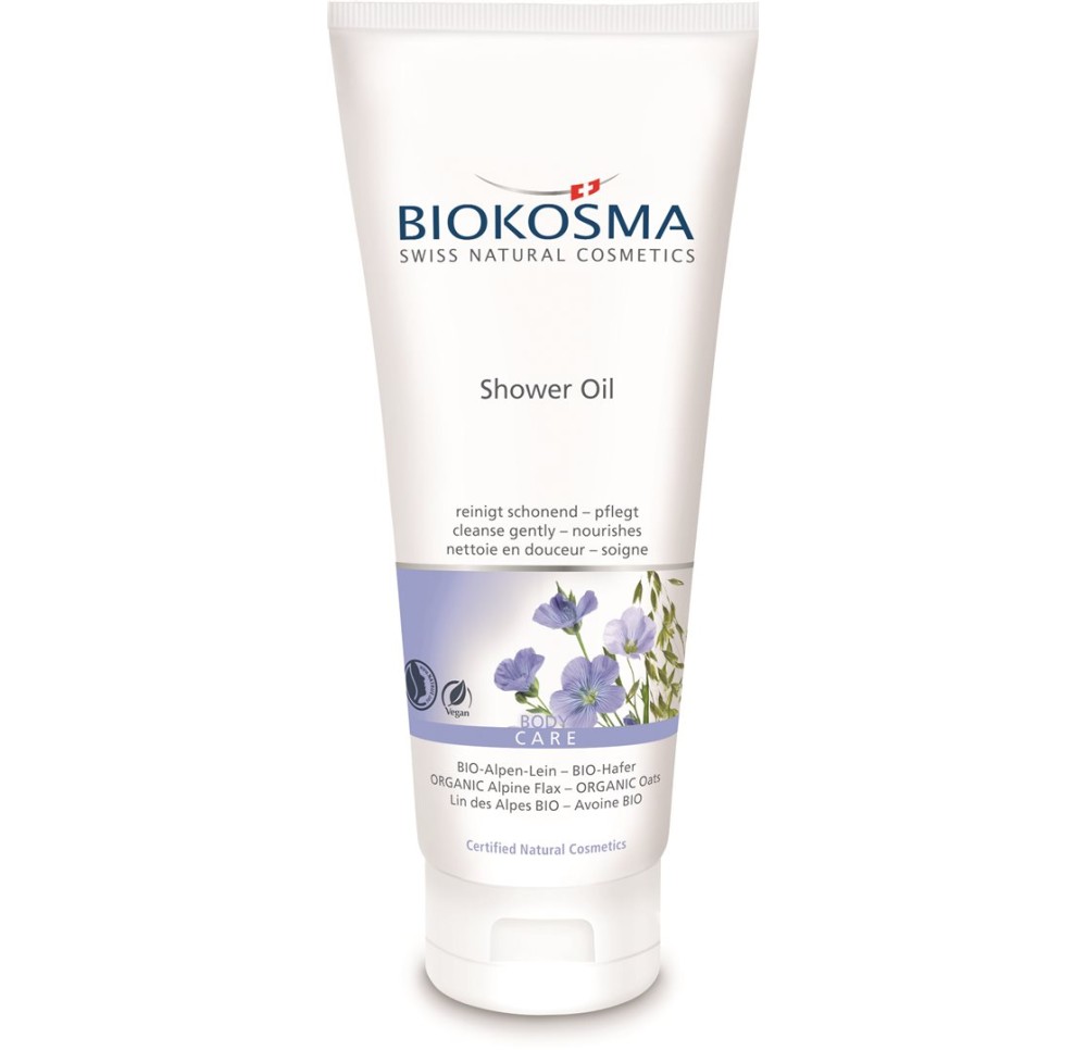 BIOKOSMA Shower Oil Lin Alpes Avoine BIO 200 ml