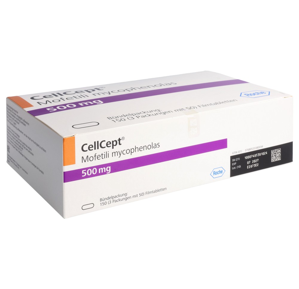 CELLCEPT cpr pell 500 mg 3 x 50 pce CELLCEPT cpr pell 500 mg 3 x 50 pce