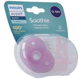 PHILIPS AVENT Curved Soothie Pink 0-6m Steri 2 pce