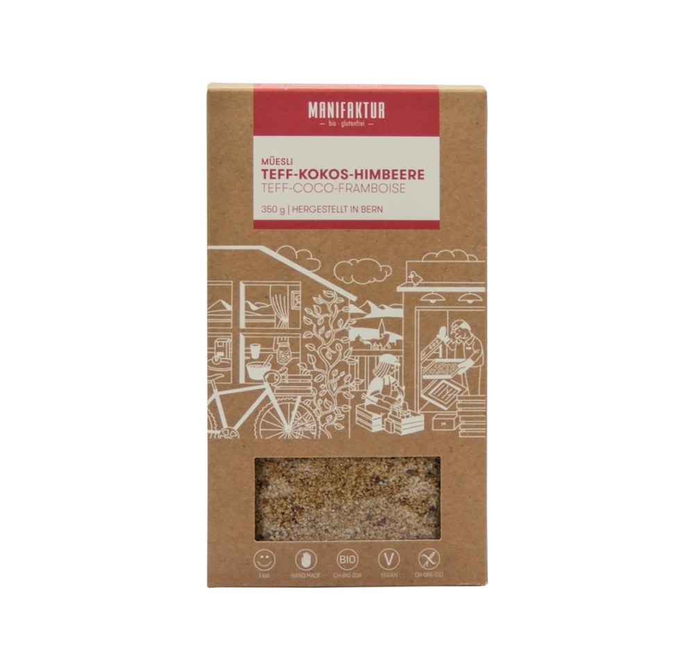 MANIFAKTUR Muesli teff-coco-framboise bio 350 g MANIFAKTUR Muesli teff-coco-framboise bio 350 g