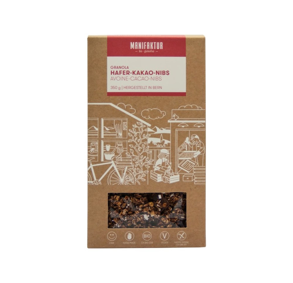 MANIFAKTUR Granola avoine-cacao-nibs bio 350 g MANIFAKTUR Granola avoine-cacao-nibs bio 350 g