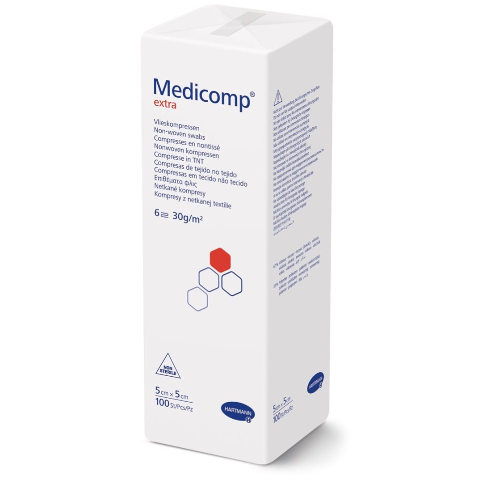 MEDICOMP Extra 6 plis S30 5x5cm non st 100 pce