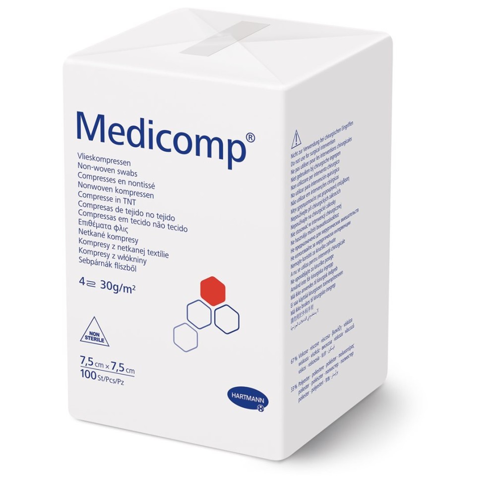 MEDICOMP 4 plis S30 7.5x7.5cm non stérile 100 pce
