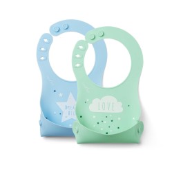 NUVITA Squashy bavoir en silicone bleu/vert 2 pce