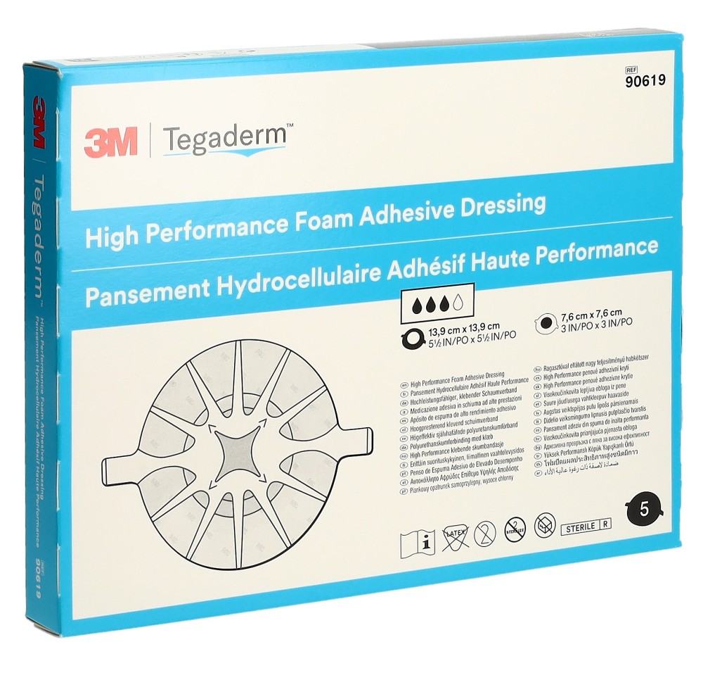 3M TEGADERM FOAM HP comp mous 7.6x7.6cm adhé 5 pce
