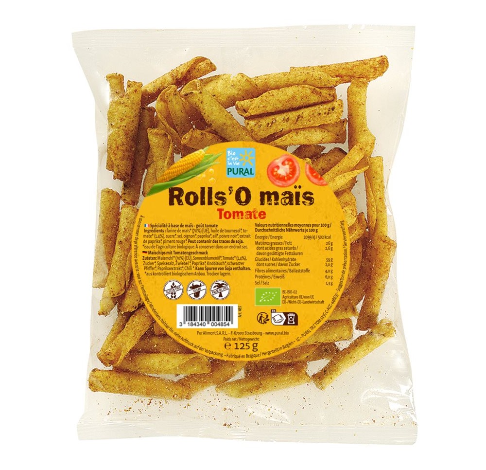 PURAL Rolls chips de mais tomate sach 125 g