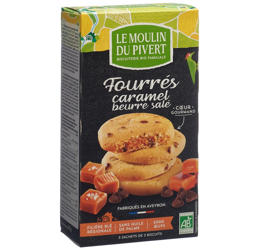 LE MOULIN DU PIVERT cookies fourrés caramel 175 g