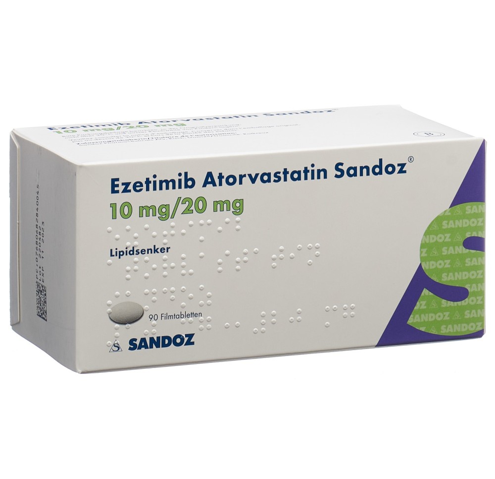 EZETIMIBE Atorvast Sandoz cpr pell 10/20mg 90 pce EZETIMIBE Atorvast Sandoz cpr pell 10/20mg 90 pce