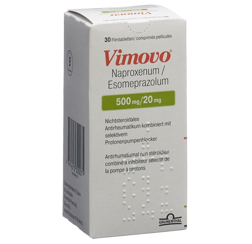 VIMOVO cpr pell 500mg/20mg bte 30 pce VIMOVO cpr pell 500mg/20mg bte 30 pce