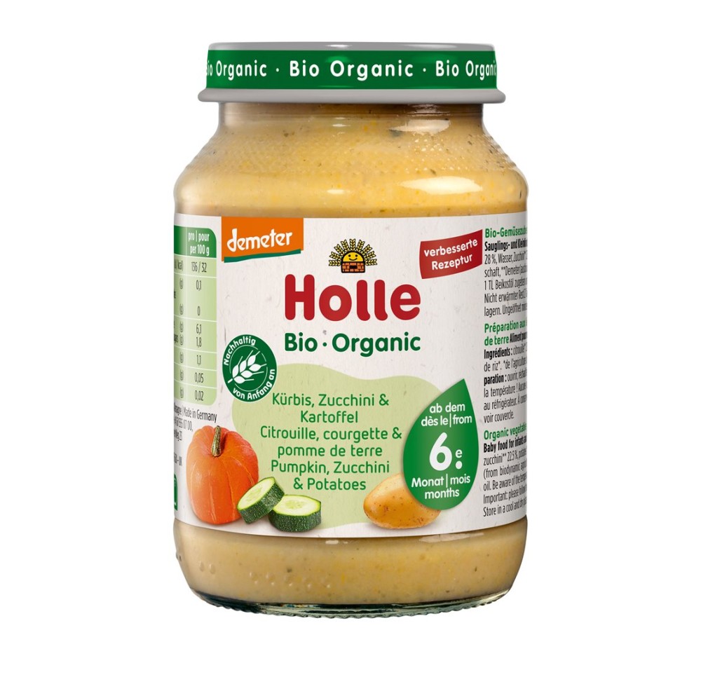 HOLLE citrouille courget pommes terre verre 190 g HOLLE citrouille courget pommes terre verre 190 g