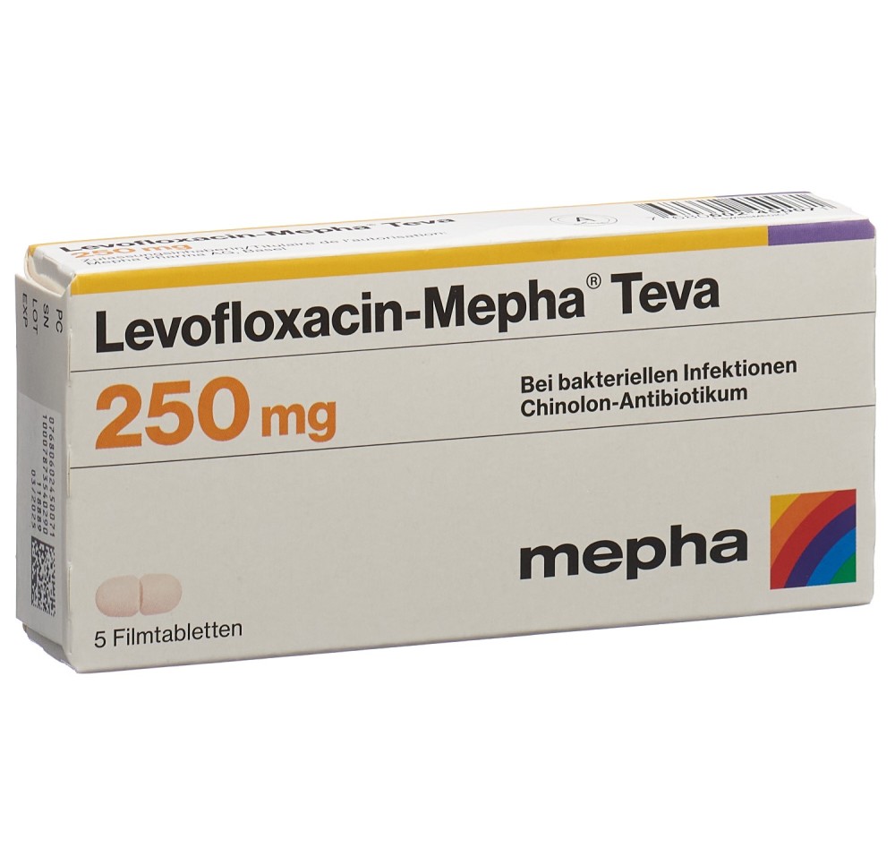 LEVOFLOXACIN Mepha Teva cpr pell 250 mg 5 pce LEVOFLOXACIN Mepha Teva cpr pell 250 mg 5 pce