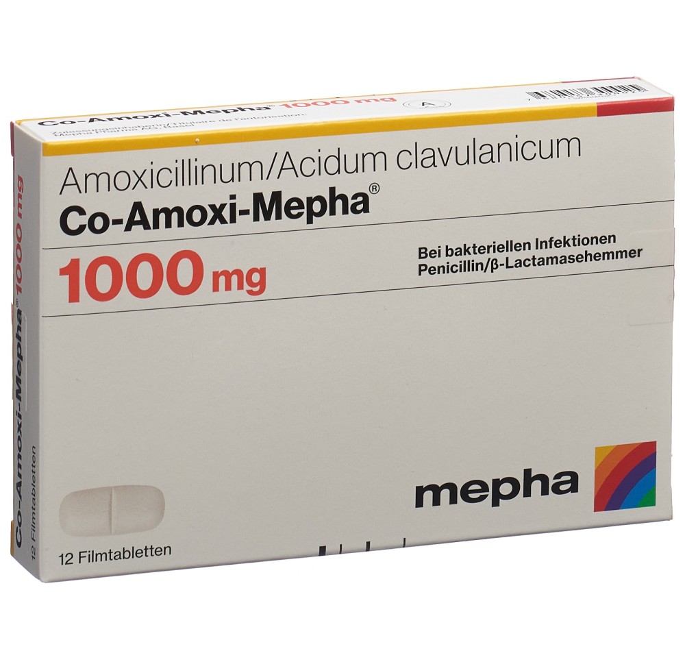 CO-AMOXI Mepha cpr pell 1000 mg 12 pce CO-AMOXI Mepha cpr pell 1000 mg 12 pce