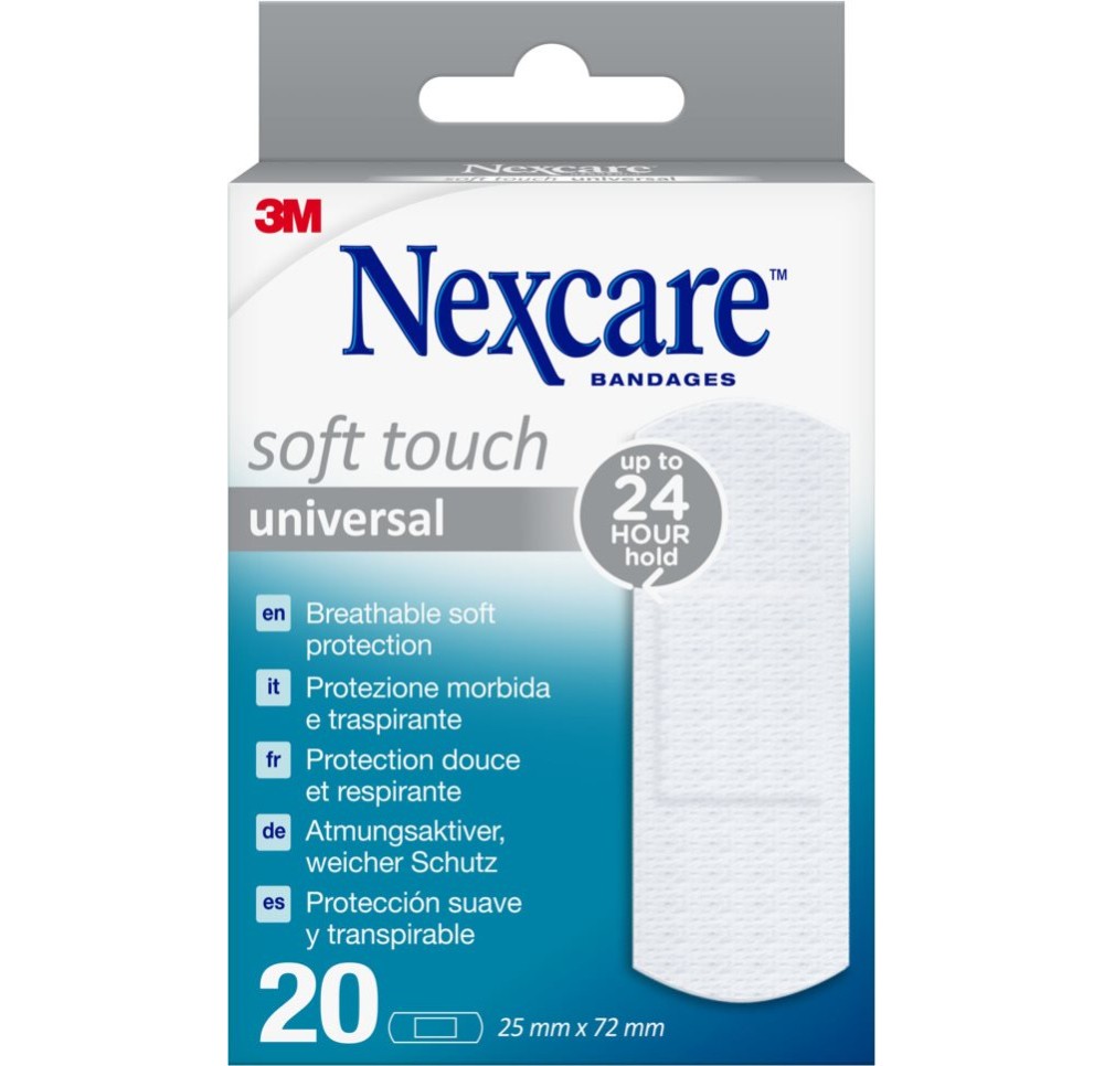 3M NEXCARE Soft Touch univer pansem 25x72mm 20 pce