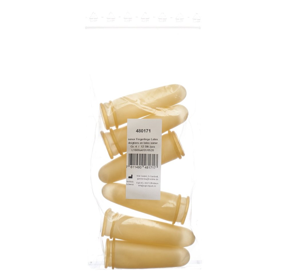 SANOR doigtier latex Gr4 légèrement poudré 12 pce