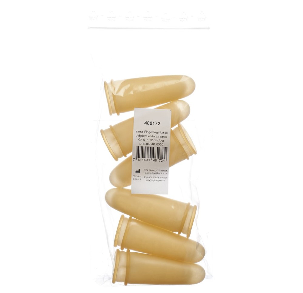 SANOR doigtier latex Gr5 légèrement poudré 12 pce