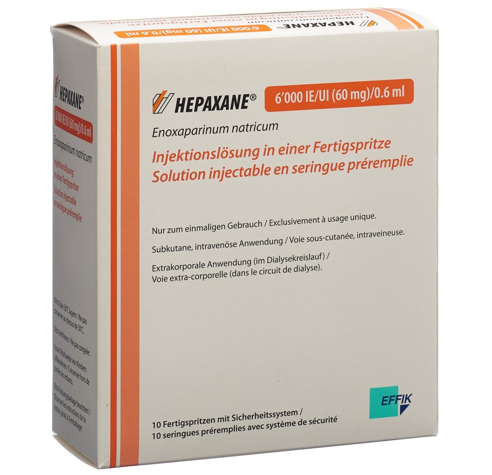 HEPAXANE sol inj 60 mg/0.6ml ser pré 10 pce HEPAXANE sol inj 60 mg/0.6ml ser pré 10 pce