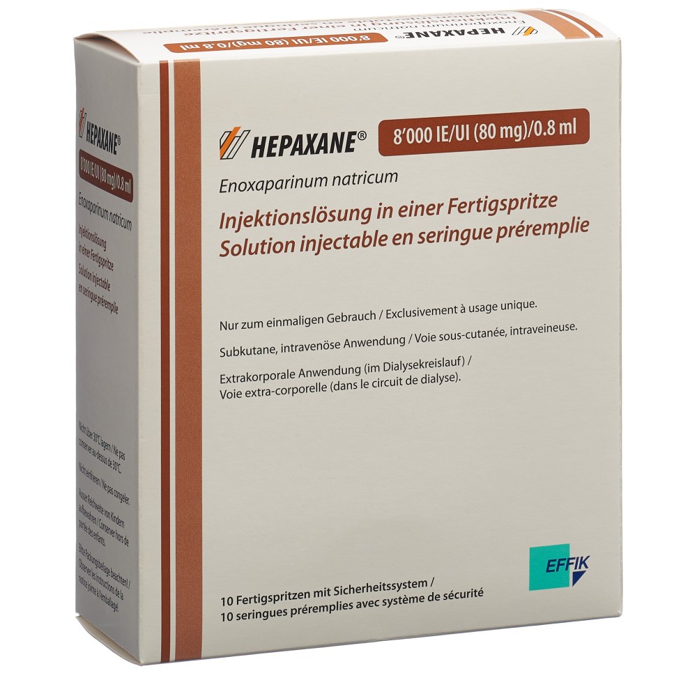 HEPAXANE sol inj 80 mg/0.8ml ser pré 10 pce HEPAXANE sol inj 80 mg/0.8ml ser pré 10 pce