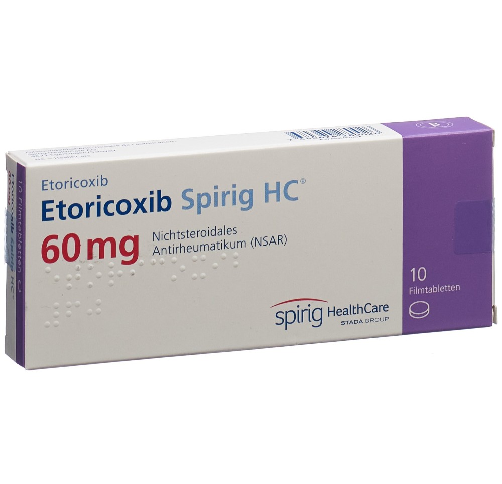 ETORICOXIBE Spirig HC cpr pell 60 mg 10 pce ETORICOXIBE Spirig HC cpr pell 60 mg 10 pce
