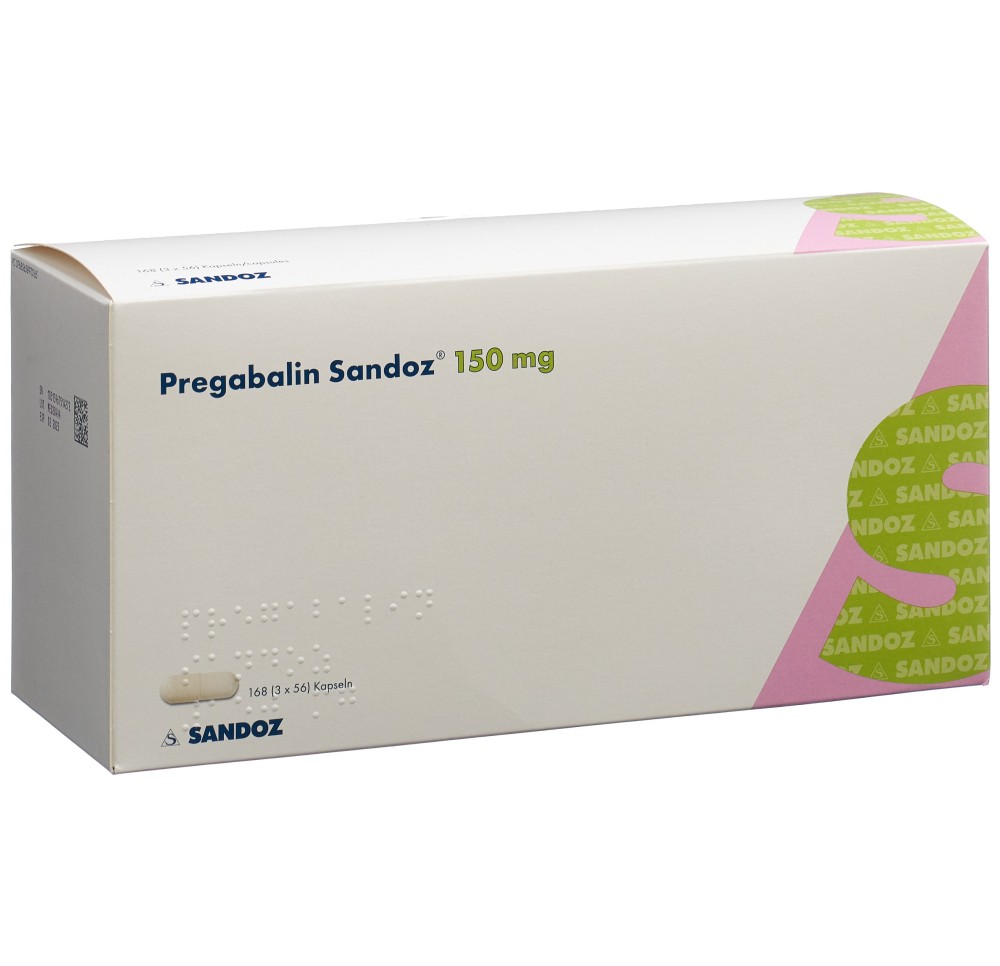 PREGABALINE Sandoz caps 150 mg 3 x 56 pce PREGABALINE Sandoz caps 150 mg 3 x 56 pce