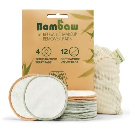 BAMBAW pads pour maquillage réutilisables 16 pce