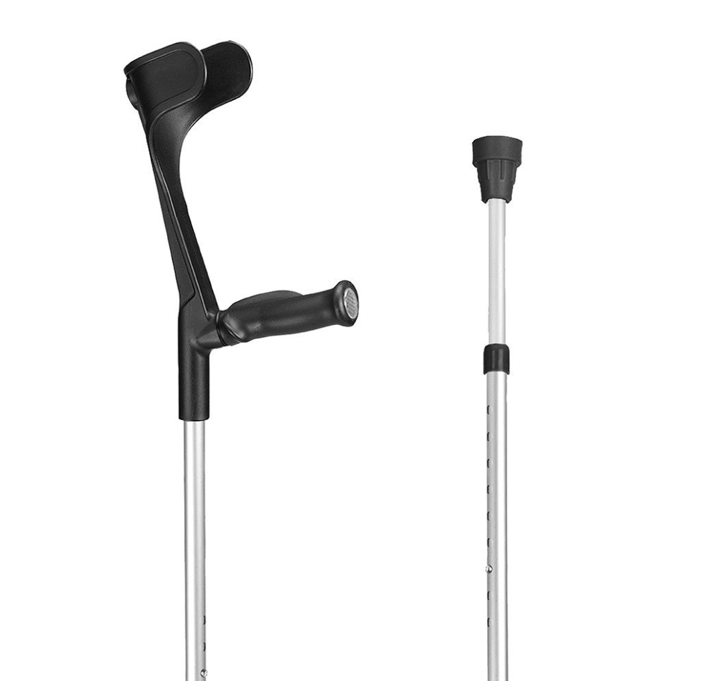 SAHAG béquille anato soft 76-96cm alu noir 1 paire