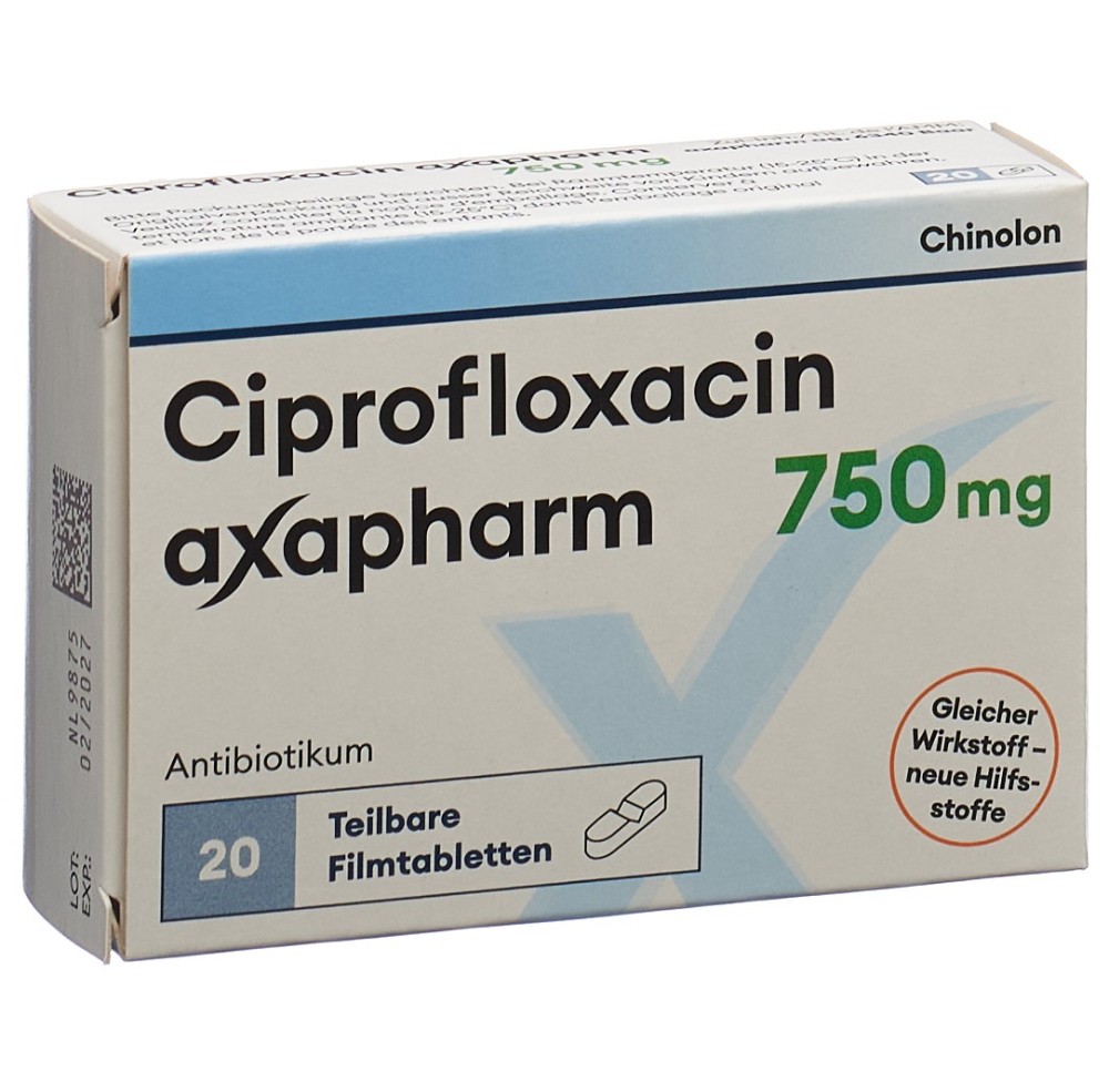 CIPROFLOXACINE axapharm cpr pell 750 mg 20 pce CIPROFLOXACINE axapharm cpr pell 750 mg 20 pce