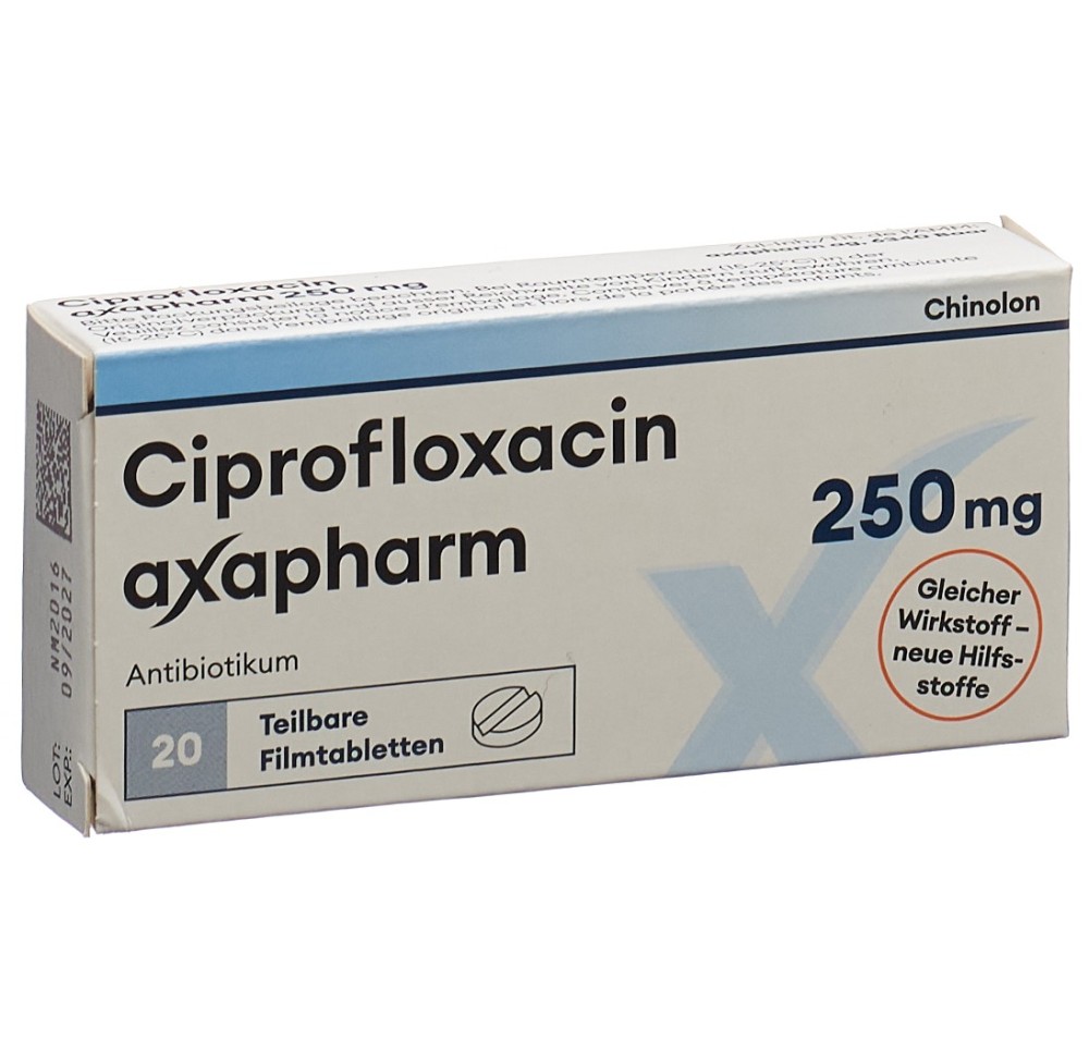 CIPROFLOXACINE axapharm cpr pell 250 mg 20 pce CIPROFLOXACINE axapharm cpr pell 250 mg 20 pce