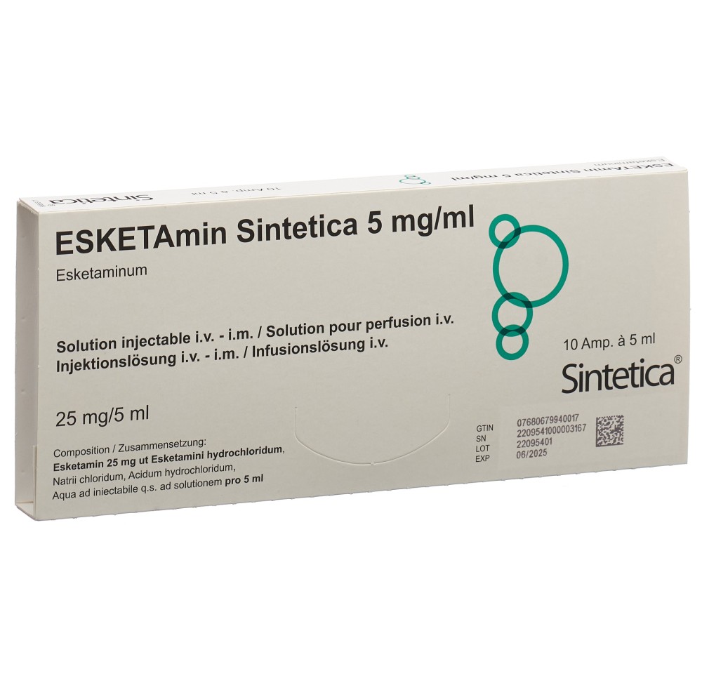 ESKETAMIN Sintetica 25 mg/5ml 10 amp 5 ml ESKETAMIN Sintetica 25 mg/5ml 10 amp 5 ml