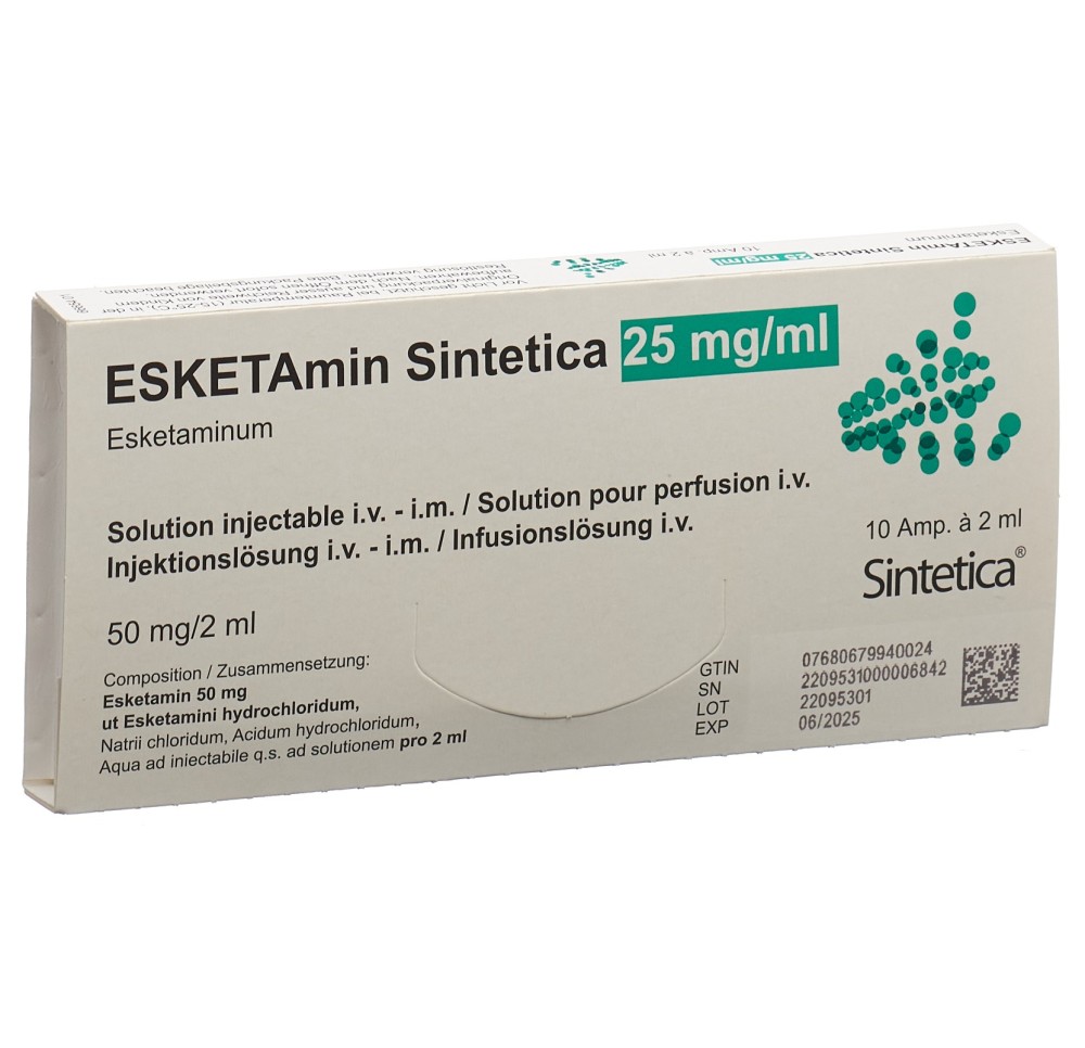 ESKETAMIN Sintetica 50 mg/2ml 10 amp 2 ml ESKETAMIN Sintetica 50 mg/2ml 10 amp 2 ml