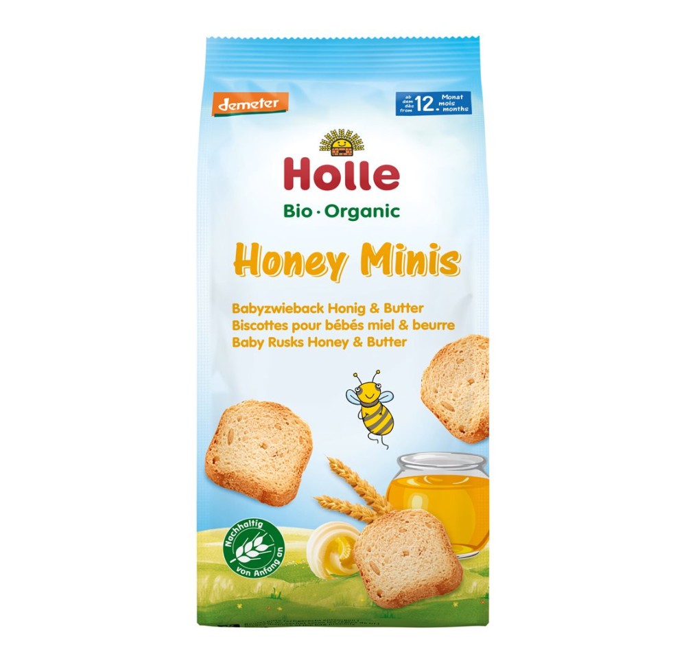 HOLLE honey minis biscottes bio bébés 100 g HOLLE honey minis biscottes bio bébés 100 g