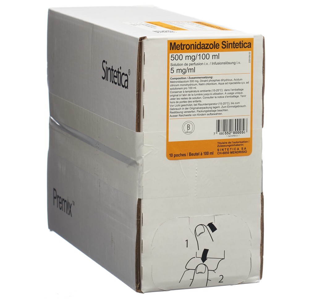 METRONIDAZOLE Sintetica 500 mg/100ml 10 x 100 ml METRONIDAZOLE Sintetica 500 mg/100ml 10 x 100 ml