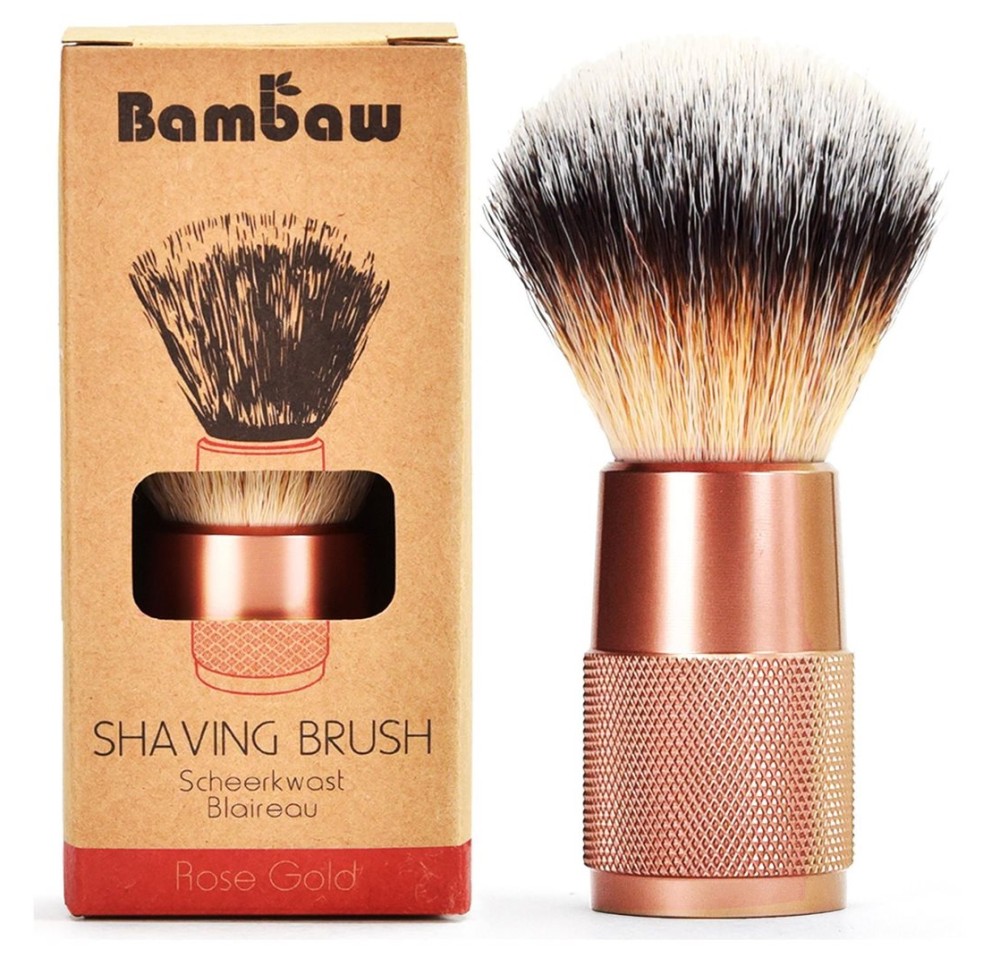 BAMBAW blaireau de rasage métal or rose