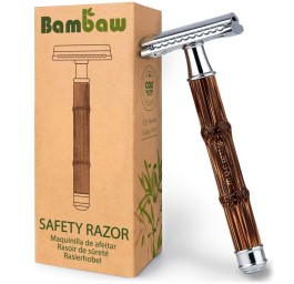 BAMBAW rasoir de sécurité en bambou slim argenté