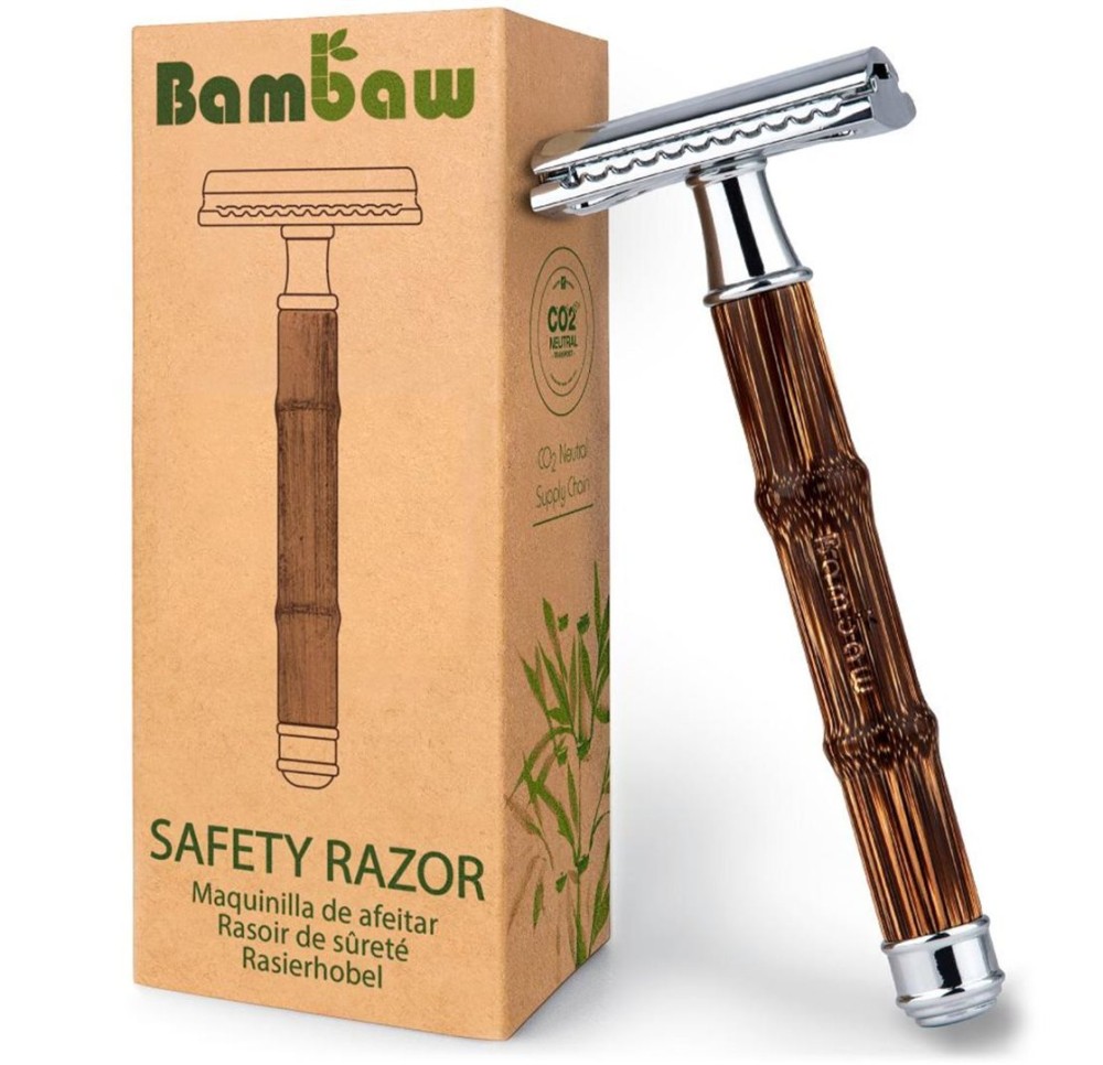 BAMBAW rasoir de sécurité en bambou slim argenté