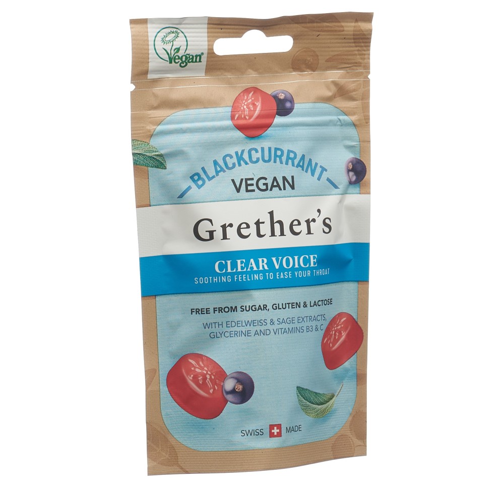 GRETHERS Clear Voice Blackcur past vegan sach 45 g GRETHERS Clear Voice Blackcur past vegan sach 45 g