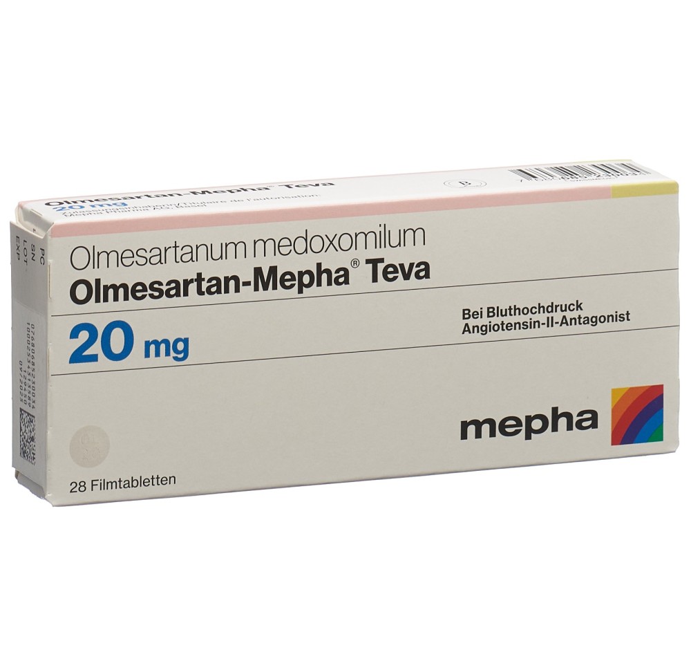 OLMESARTAN Mepha Teva cpr pell 20 mg 28 pce OLMESARTAN Mepha Teva cpr pell 20 mg 28 pce